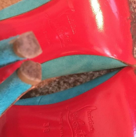 Turquoise Christian Louboutin Suede Heels - Picture 2 of 12
